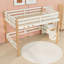 Lit mezzanine en bois avec tablettes, crochets et escalier de rangement-96588725