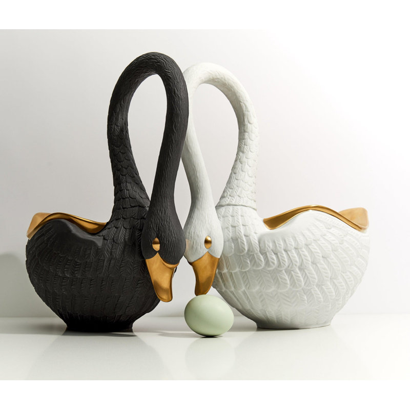 Swans Handmade Ceramic / Porcelain Decorative Bowl