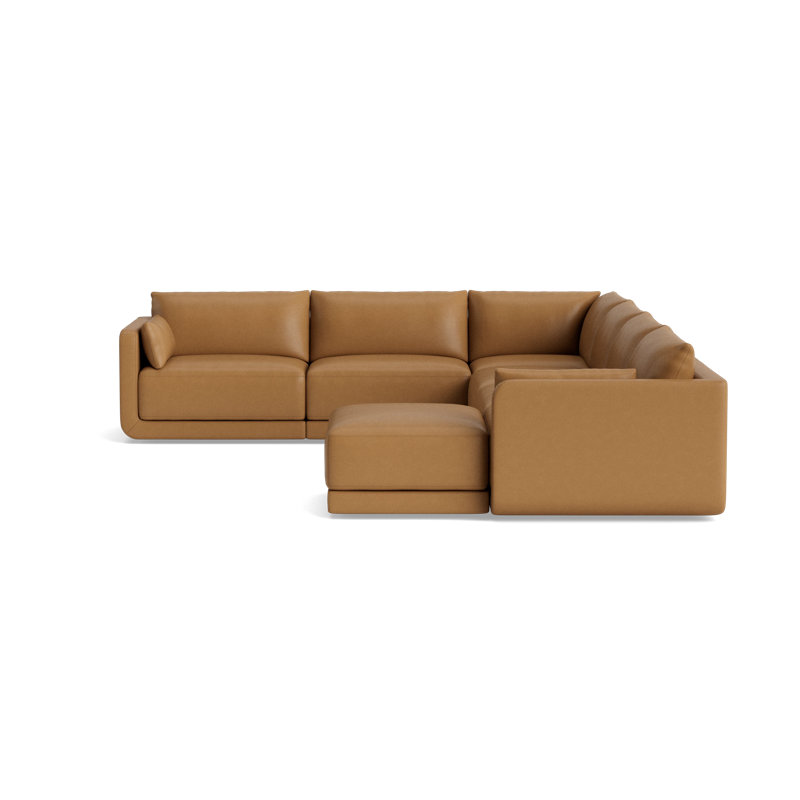 Eva Leather Modular Sectional, Leather - Butterscotch