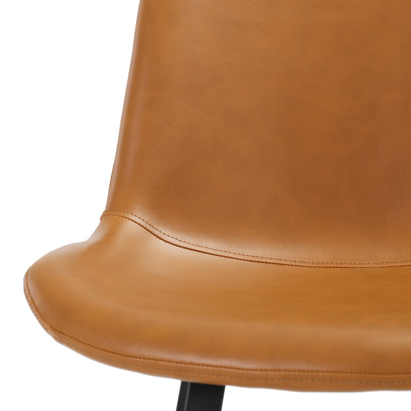 Tabouret de comptoir en faux cuir Macaire, Tabouret de comptoir (siège d'une hauteur de 24 p, Brun, Noir, noir, noir, noir