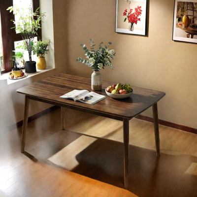 Solid Wood Dining Table with Rounded Corners, Easy Assembly