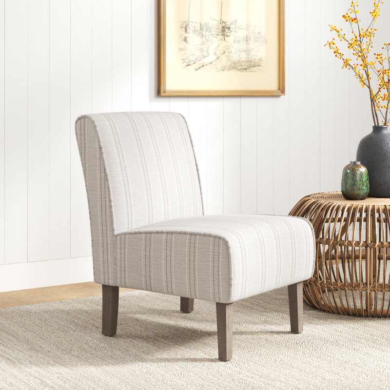 Fauteuil de chambre rembourré Redding Coastal, Beige rayé