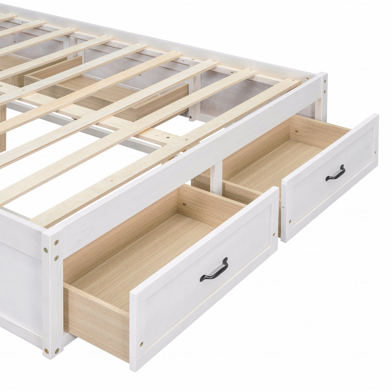 Full Size Platform Bed, With 6 Storage Drawers, Full, White