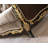 Haben Button Tufted Sofa with 5 Pillows in Light Green, Gold and Black High Gloss