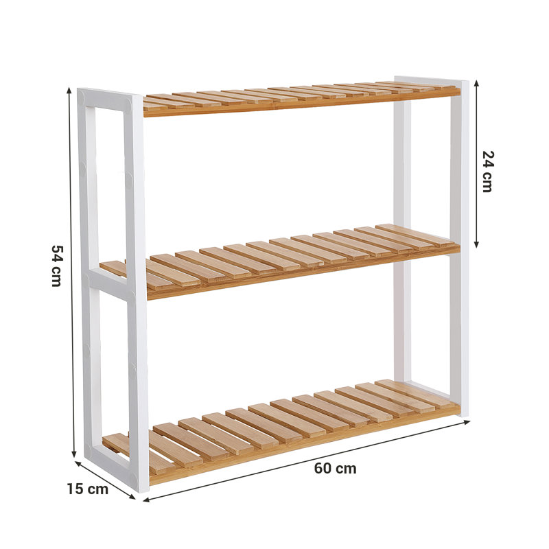 Loewen Solid Wood Bathroom Shelves, Natural/White