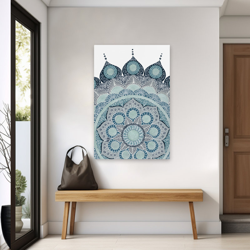Inde Mandala III - art bohémien bleu à pois bohémiens, H 60 po x l 40 po
