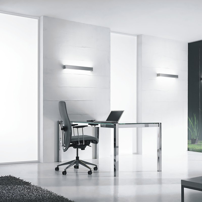 Toy 1 - Light Flush Mounted Sconce, Polished Stainless Steel, 1 x 55 W CFL Lamping, 2.75" H x 24" W x 3.25" D