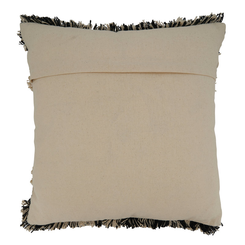 Neith Collection Fringed Cotton Pillow Cover