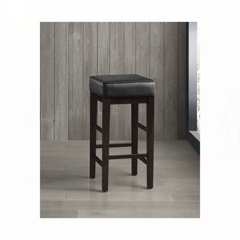Ensemble de tabourets de bar rembourrés en similicuir sans dossier, Tabouret de bar (siège d'une hauteur de 30,5 po), Noir