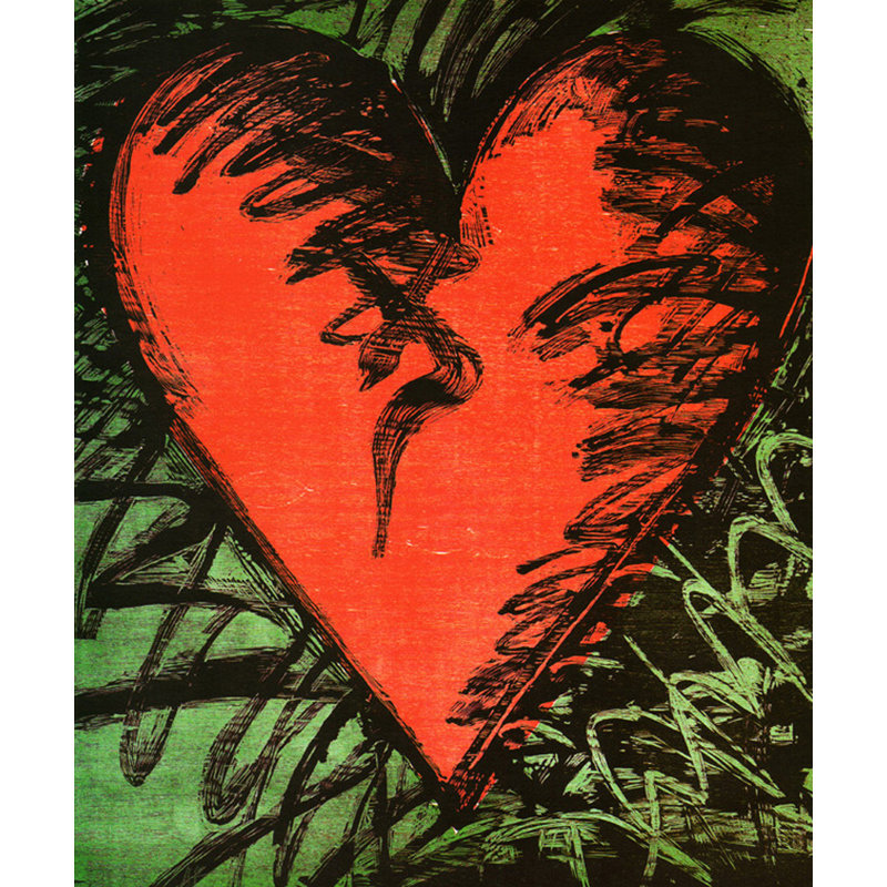 Rancho Woodcut Heart, H 34 po x l 28 po