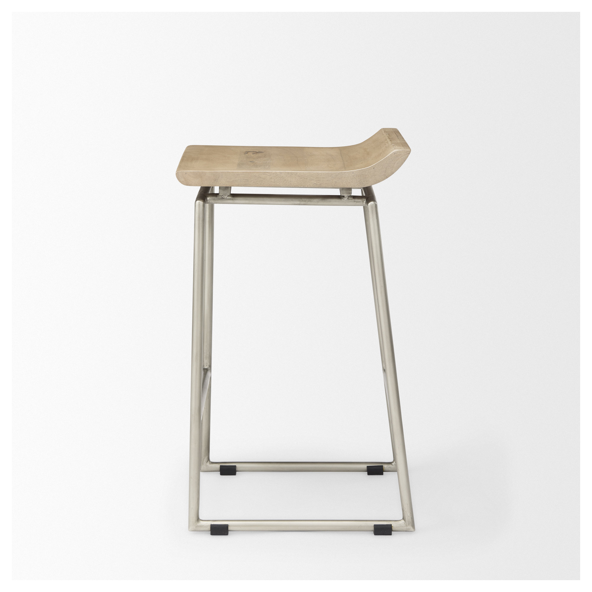 Barlow Solid Mango Wood Counter & Bar Stool, Silver/Natural, Counter Stool (24.25" Seat Height)