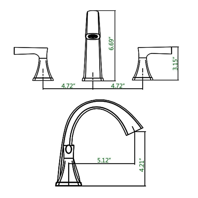 Topcraft  2 Handle Stainless Steel Bathroom Sink Faucet With Pop-Up Drainer, Brushed Nickel