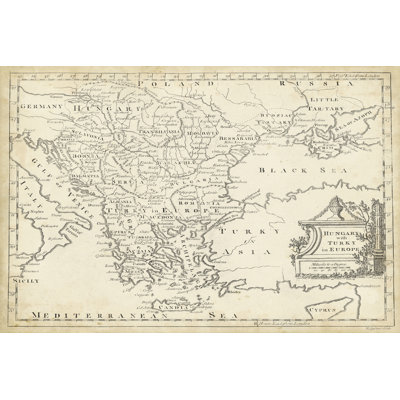 Map Of Hungary & Turkey In Europe - Wrapped Canvas Print