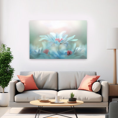 Dreamy Blue Blossoms Abstract Delicate Dreamy Flower Nature Wall Art Print 1 Piece Wrapped Canvas Wall Art