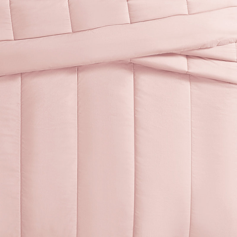 Ensemble d'édredon en percale de coton unie Brooklyn Loom, Rosé, Simple + 1 taie décorative standard