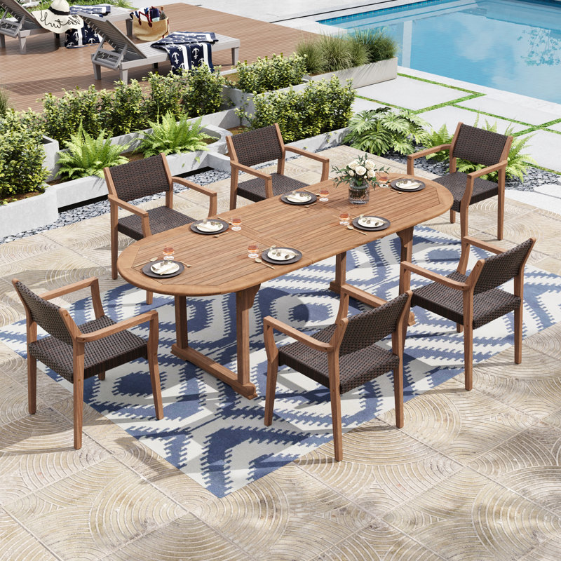 Oval Extendable Outdoor Dining Set, 6