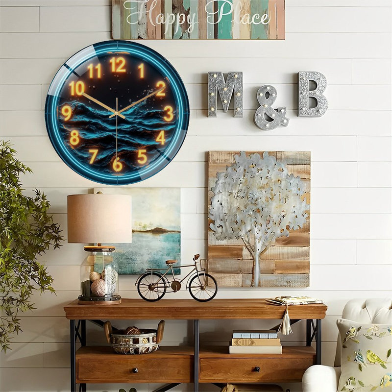 Horloge murale néon