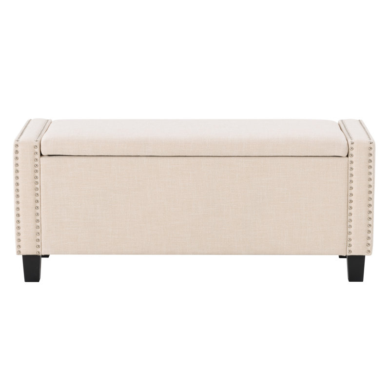 Thane Polyester Upholstered Storage Bench, Beige