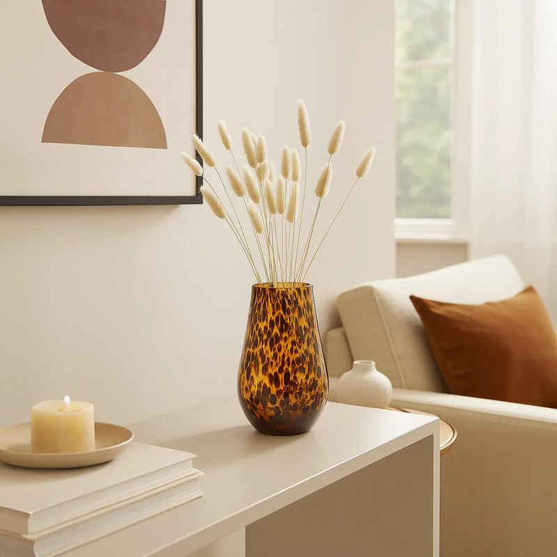 Gatliff Glass Table Vase, Brown/Orange, 30cm H x 17cm W x 17cm D