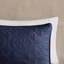 Couvre-lit réversible 3 pièces bleu marine King/King - Microfibre, 100 %, avec un magnifique matelassage à médaillons. Garnissage et détails raffinés.