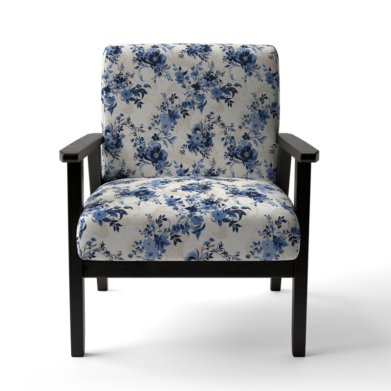 Chaise d'appoint florale Cobalt, Cobalt bleu Cameo Silhouettes II victorien 