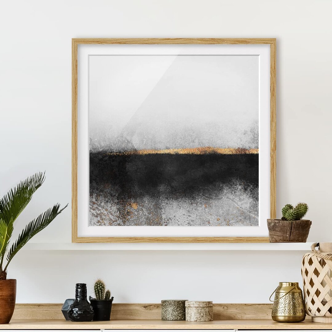 Gerahmtes Poster Abstract Golden Horizon