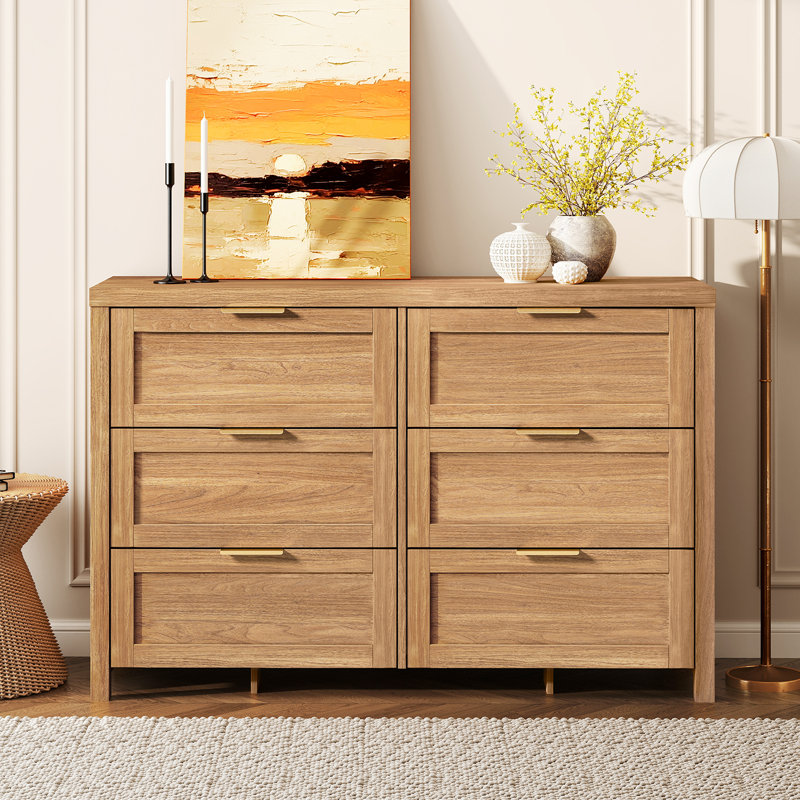 Allenside 47.24'' W 6 - Drawer Dresser, Natural Oak