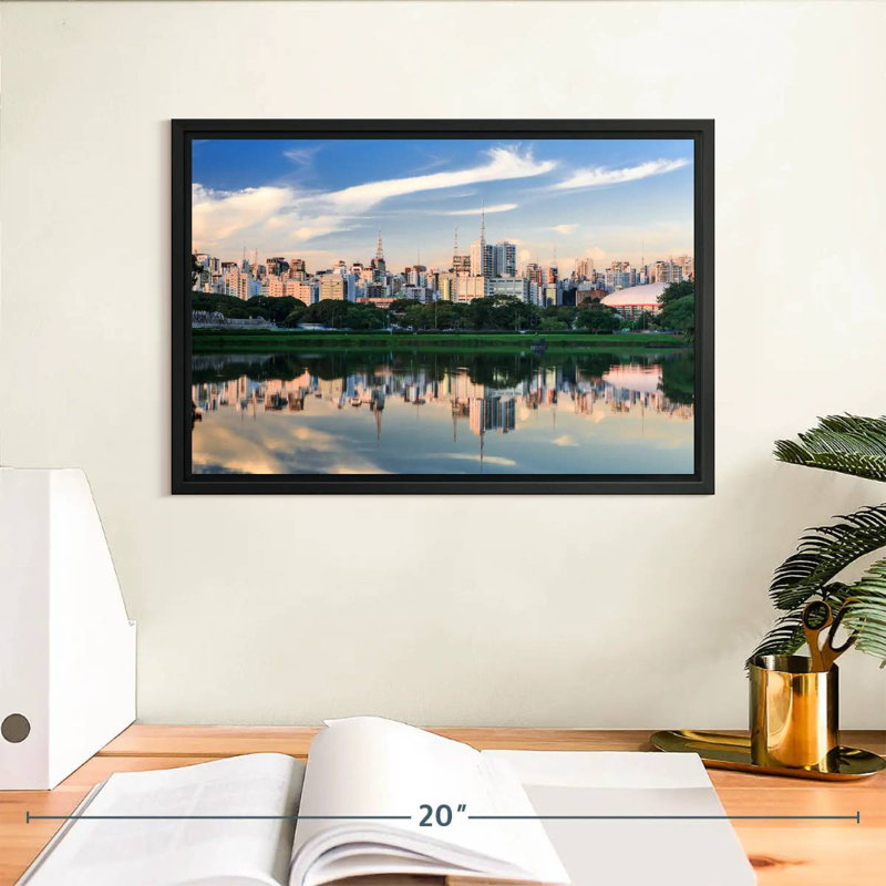 Horizon du parc d'Ibirapuera, Cadre flottant noir, 13 po x 9 po