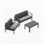 Ensemble de conversation de patio 3 pièces en aluminium 3 pièces, canapé d'extérieur 5 places avec coussins épais et structure et table basse-210074896-210074900