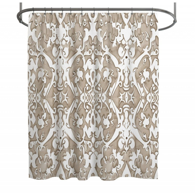 Ornaments Artwork Bathroom Damask Shower Curtain, 93"H x 70"W