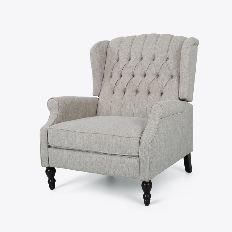 Mattice Upholstered Recliner, Light Gray