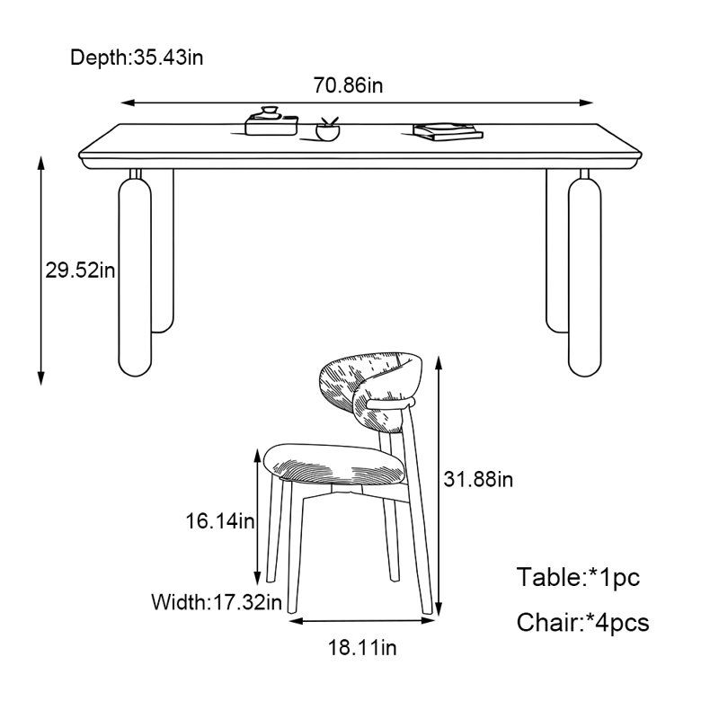 Ensemble de tables de style français en pierre de couleur crème, H 29,52 po x l 70,86 po x P 35,43 po, 5