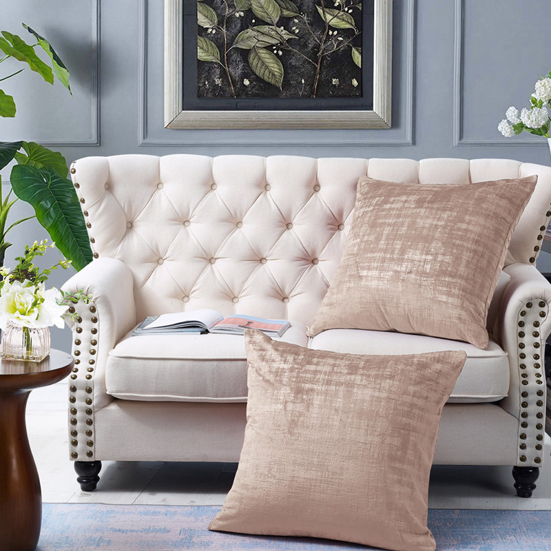 Housse de coussin réversible en velours texturé Euro, Tapioca