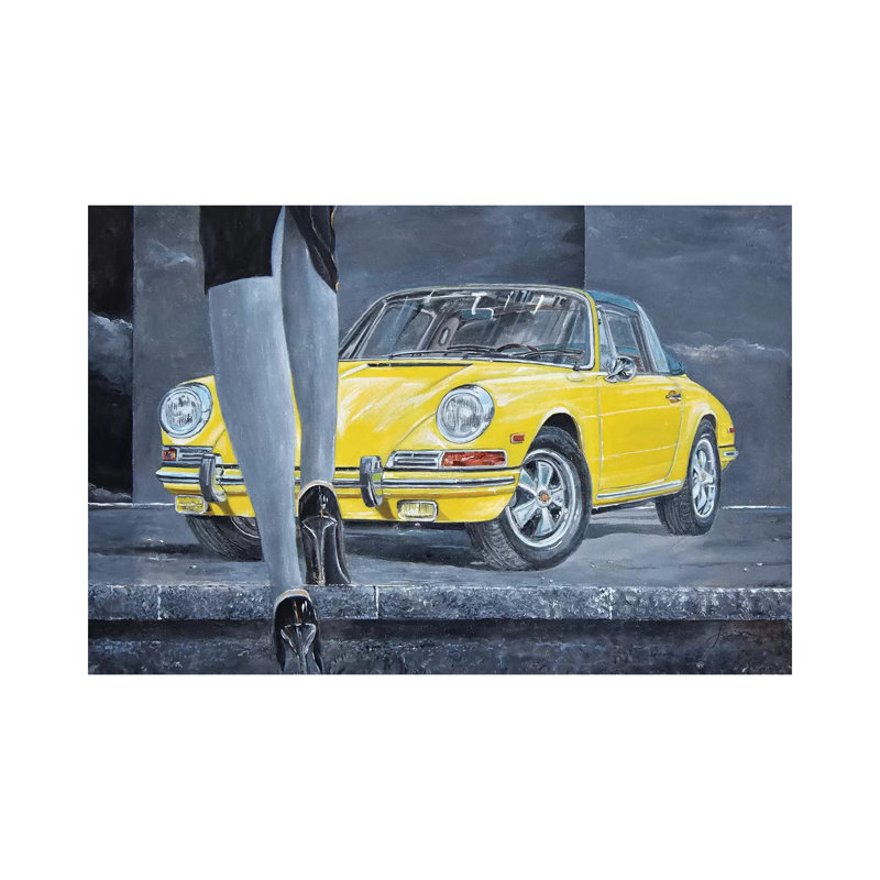 1968 Porsche 911 Targa 1 Piece Wrapped Canvas Painting, 30.48 cm H x 45.72 cm W