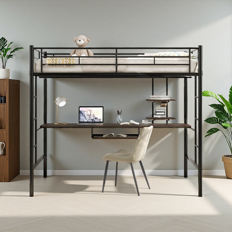 Lit mezzanine avec bureau et tablette