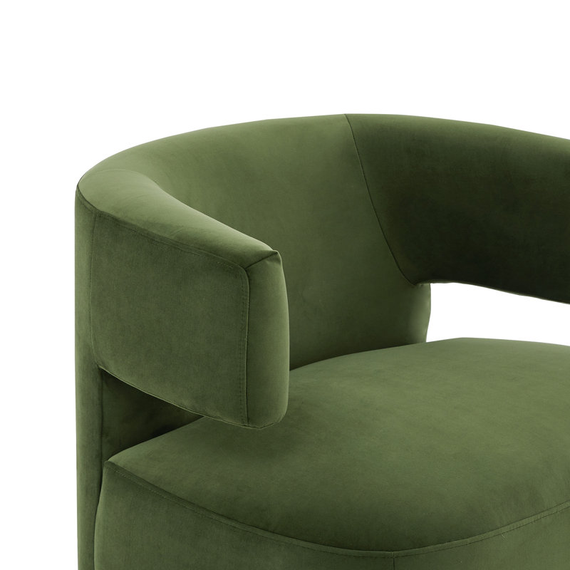 Fauteuil demi-tonneau pivotant rembourré Bascom, Polyester vert