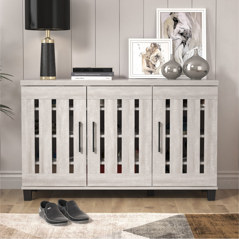 Banos 16 Pair Shoe Storage Cabinet, Dusty Gray Oak