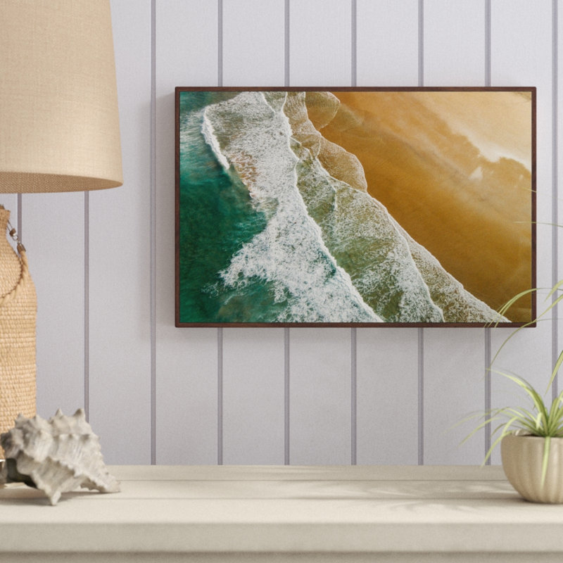 « roulement de marée »-reproduction de photo sur toile, H 12 po x l 18 po, Cadre flottant