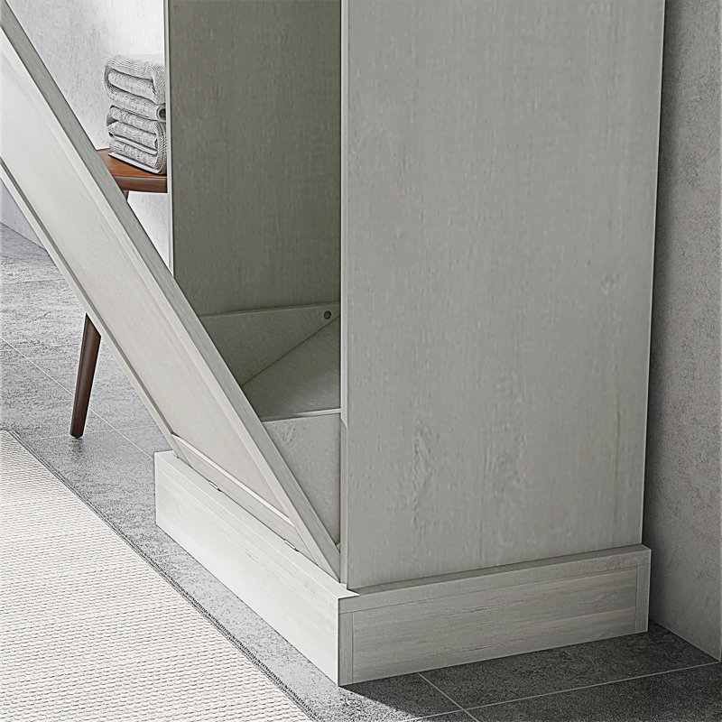 Porte-poubelle de cuisine autoportant inclinable pour cuisine, bois, Blanc
