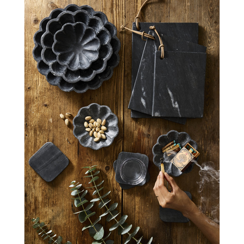 Ensemble de sous-verres en marbre noir Catalina