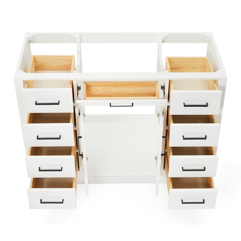 Osoria 48'' Solid Wood Single Bathroom Vanity Base Only, Base Cabinet without Top, White