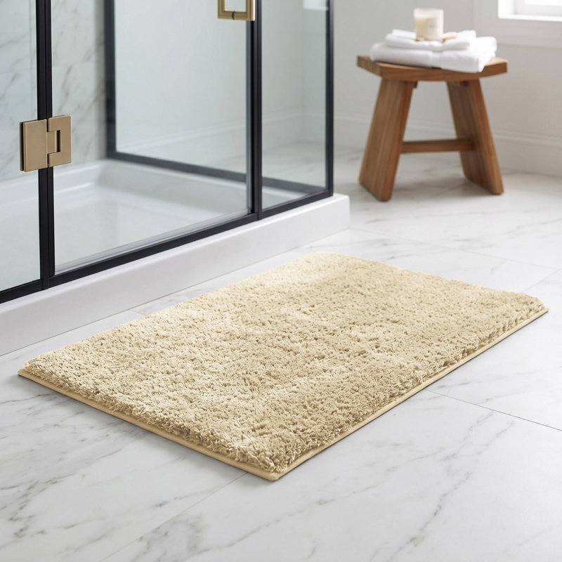 Tapis pour salle de bain 100% polyester 2100 GSM, envers en TPR antidérapant Better Collection Haven 21 po x 34 po Tapis doux, absorbant et à séchage rapide pour salle de bain, douche, baignoire, meuble-lavabo et lavabo, sable
