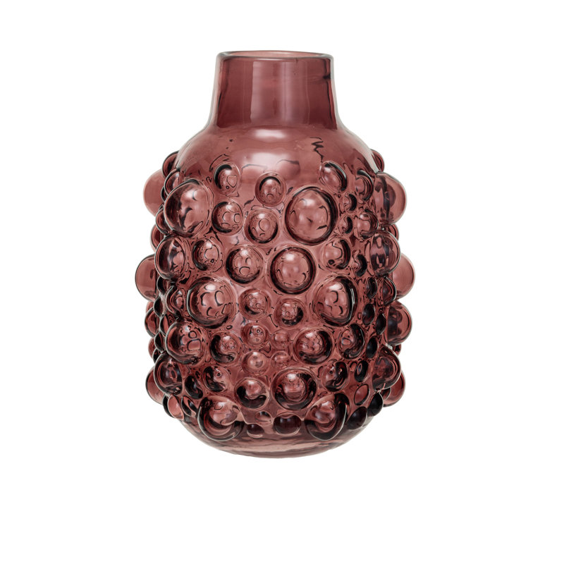 Vase rond en verre à pois surélevés