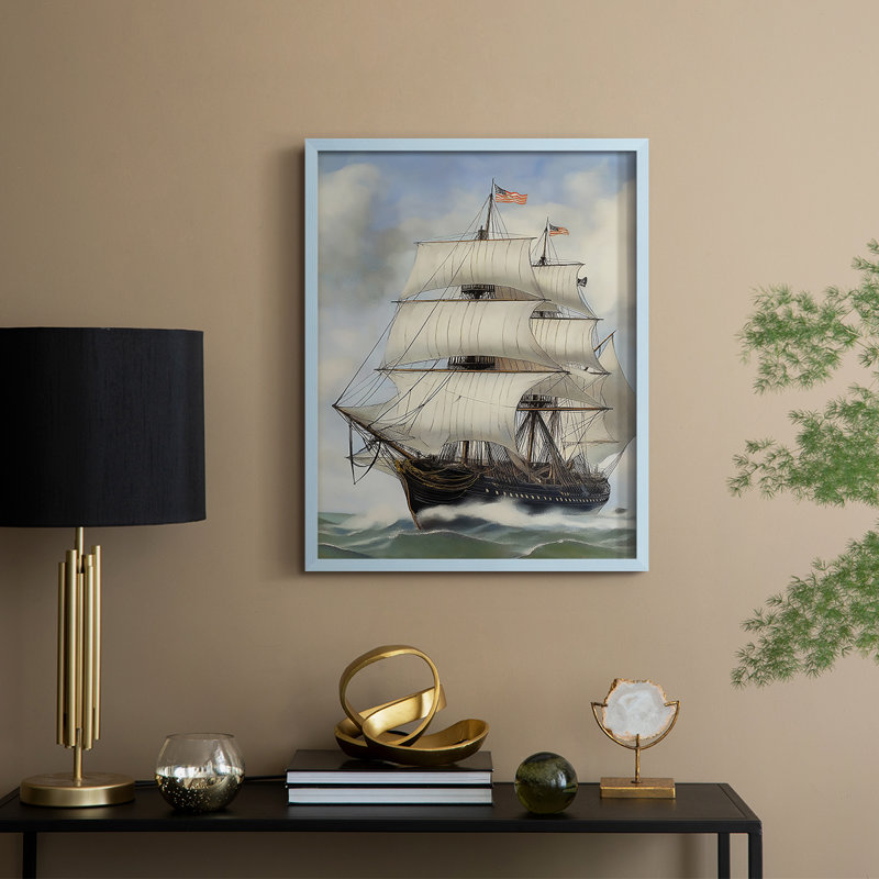 NAUTICAL Series LXV III, reproduction d'art encadrée - bois massif, H 30 po x l 24 po, Bleu