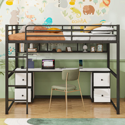 Metal Loft Bed With Desk