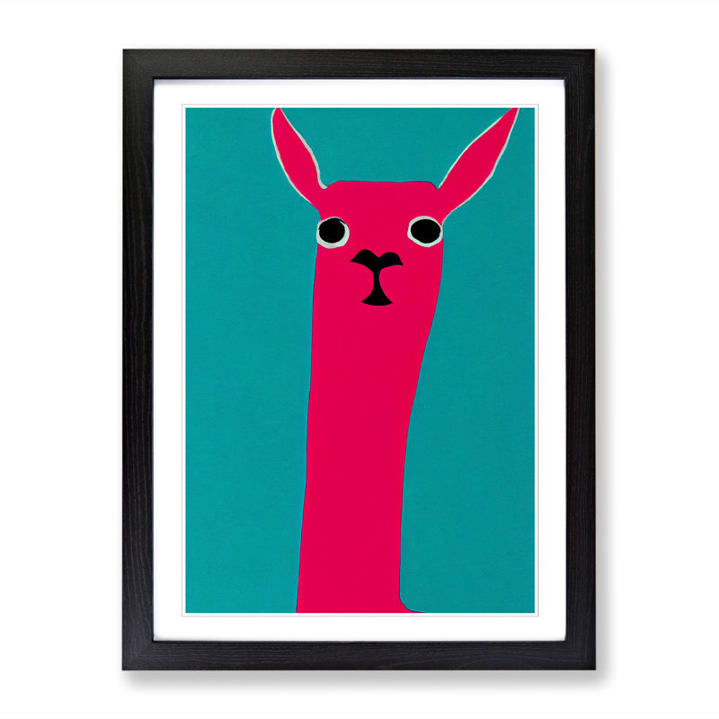 Llama Abstract - Single Picture Frame Print, Black, 64cm H x 46cm W x 2cm D