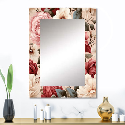 Motif victorien Landry Vintage Roses Grace - miroir floral, miroir mural floral unique, impression d'art en métal