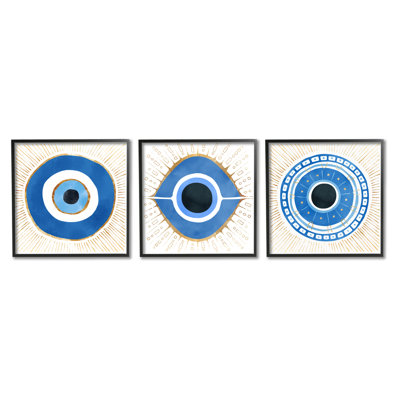 Spiritual Evil Eye Mati Symbole par Ziwei Li - ensemble de 3 impressions panoramique sur bois