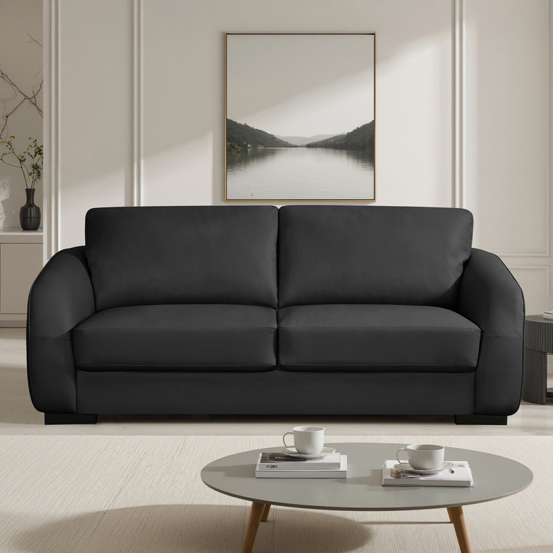 Allysa 3 Seater Faux Leather Sofa, 3, Black