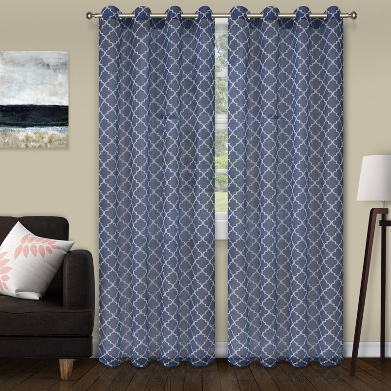 Ensemble de voilage 100% polyester Steinbeck, L 52 po x L 84 po, Bleu